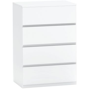 HOMCOM Comodă Sideboard, Comodă cu 4 sertare, 55 cm x 33 cm x 80 cm, Alb | Aosom Romania