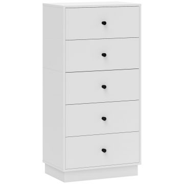 HOMCOM Comoda Sideboard cu 5 sertare Comodă din lemn în stil modern 47 x 29 x 95 cm Alb | Aosom Romania