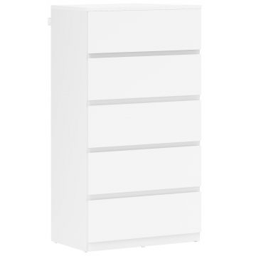HOMCOM Comodă Sideboard Sertar, 5 sertare, 55 cm x 34 cm x 100 cm, Alb | Aosom Romania