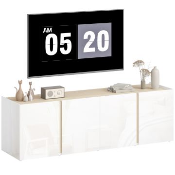 HOMCOM Comodă TV pentru televizoare de 65 de inch, Dulap TV cu uși Soft-Close, rafturi ajustabile, orificii pentru cabluri, pentru camera de zi, Alb | Aosom Romania