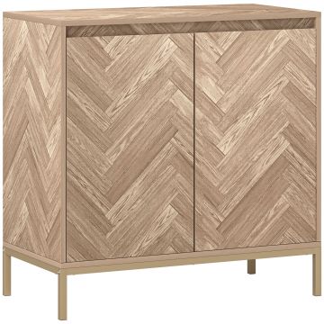 HOMCOM Mobilier de depozitare bufet cu 2 uși în șevalet, raft reglabil și picioare din oțel, dim. 78 x 40 x 78 cm, stejar | Aosom Romania
