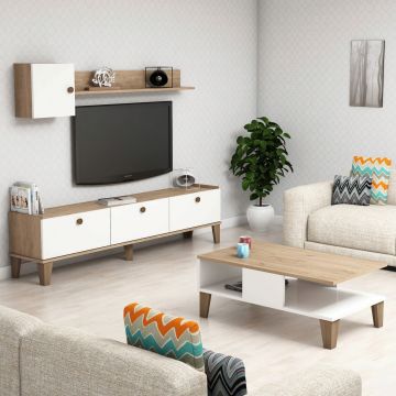 Set mobilier living, Almaren, Sumer 1, PAL, Stejar / Alb Set mobilier living, Almaren, Sumer 1, PAL, Stejar / Alb