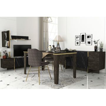 Set mobilier living, Dovelle, Veyron Set 3, PAL, Negru Set mobilier living, Dovelle, Veyron Set 3, PAL, Negru