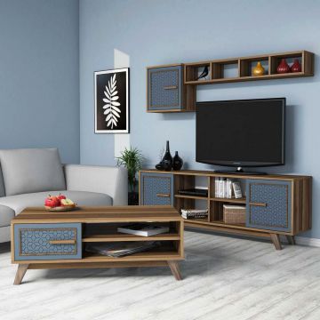 Set mobilier living, Hommy Craft, Ayla, PAL, Nuc / Albastru Set mobilier living, Hommy Craft, Ayla, PAL, Nuc / Albastru