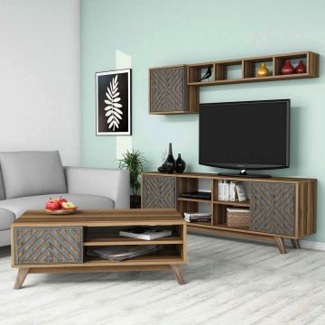 Set mobilier living, Hommy Craft, Inci, PAL, Nuc / Albastru Set mobilier living, Hommy Craft, Inci, PAL, Nuc / Albastru