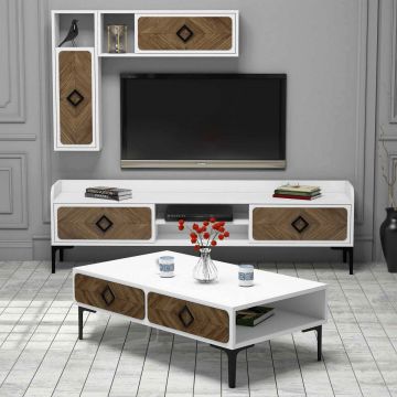 Set mobilier living, Hommy Craft, Samba, PAL, Alb/Maro Set mobilier living, Hommy Craft, Samba, PAL, Alb/Maro