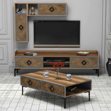 Set mobilier living, Hommy Craft, Samba, PAL, Nuc / Albastru Set mobilier living, Hommy Craft, Samba, PAL, Nuc / Albastru