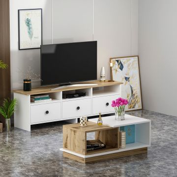 Set mobilier living, Inarch, Oslo, PAL, Alb / Stejar
