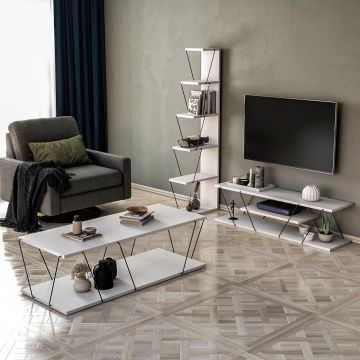 Set mobilier living, Kalune Design, Epsilon, PAL, Alb/Negru Set mobilier living, Kalune Design, Epsilon, PAL, Alb/Negru