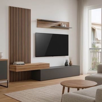 Ansamblu comoda TV Litende Gri inchis 249.4x42.2x199.5 cm