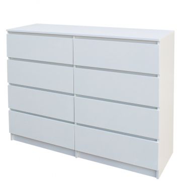 Comoda ARIA 8 sertare, 120x40x97cm, Alb