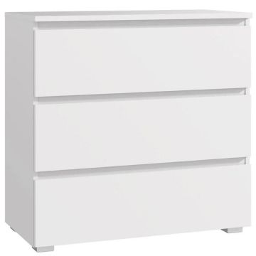 Comoda cu 3 sertare NEO 80, 80x40x80 cm, finisaj alb mat