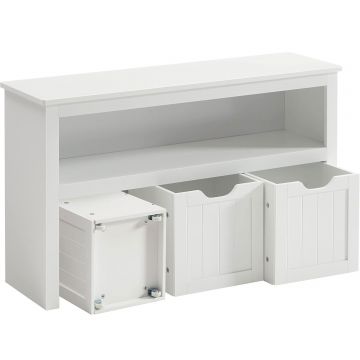 Comoda cu spatiu depozitare jucarii, 3 dulapuri mobile, 102x30x60 cm, alb