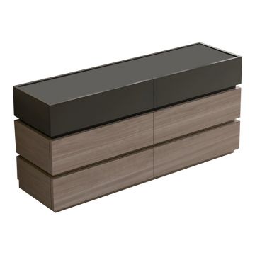 Comoda din  si MDF Sonlen, de nuc-bej de 120x40x72cm