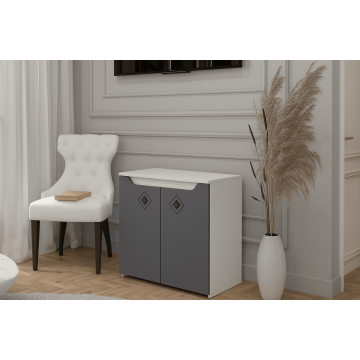 Comoda Kris, 2 usi, Alb/Grafit
