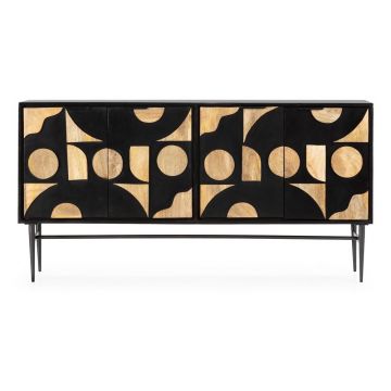 Comodă neagră din lemn de mango 175x90x40 cm Navya – MOME Comodă neagră din lemn de mango 175x90x40 cm Navya – MOME