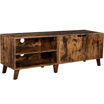 Comoda pentru TV, cu 2 usi si 2 rafturi deschise, 40x140x50cm, maro rustic