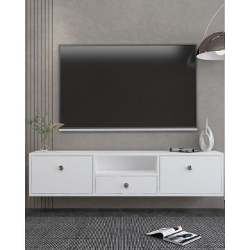 Comoda TV, Hanah Home, 1301-DROP-1, 140x30x30 cm, PAL , Alb / Argintiu