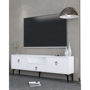 Comoda TV, Hanah Home, 1302-DROP-1, 140x49x30 cm, PAL , Alb/Negru