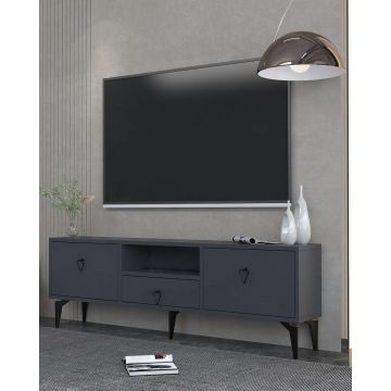 Comoda TV, Hanah Home, 1302-DROP-1, 140x49x30 cm, PAL , Antracit / Negru