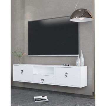 Comoda TV, Hanah Home, 1303-DROP-1, 140x30x30 cm, PAL , Alb/Negru