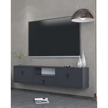 Comoda TV, Hanah Home, 1303-DROP-1, 140x30x30 cm, PAL , Antracit / Negru