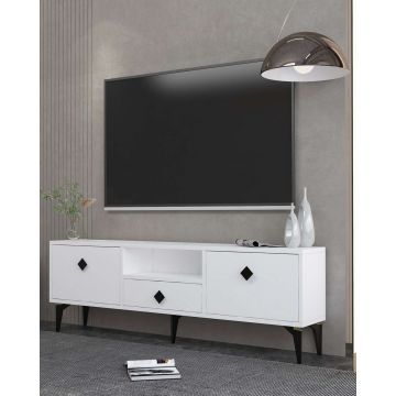 Comoda TV, Hanah Home, 1304-DROP-1, 140x49x30 cm, PAL , Alb/Negru
