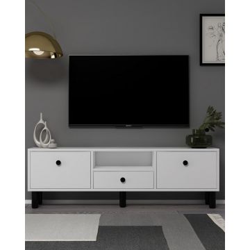 Comoda TV, Hanah Home, 1310-DROP-1, 140x45x30 cm, PAL , Alb/Negru