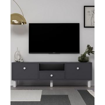 Comoda TV, Hanah Home, 1310-DROP-1, 140x45x30 cm, PAL , Antracit/Alb