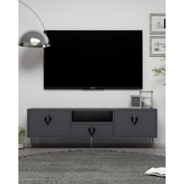 Comoda TV, Hanah Home, 1312-DROP-32, 140x45x30 cm, PAL , Anthracite / Black / Silver