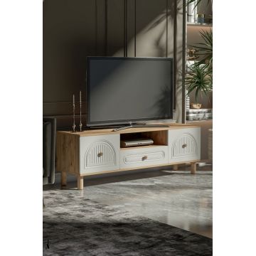 Comoda TV, Hanah Home, Arcera 150, 150x53x41 cm, PAL, Pin Atlantic / Alb