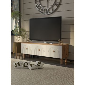 Comoda TV, Hanah Home, Bellora 135, 135x47x35 cm, PAL, Pin Atlantic / Alb