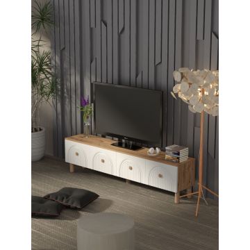 Comoda TV, Hanah Home, Bellora, 180x47x35 cm, PAL, Pin Atlantic / Alb
