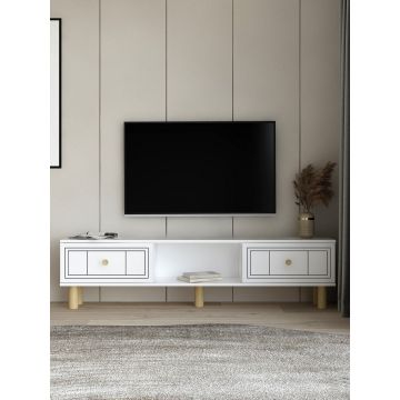 Comoda TV, Hanah Home, Dario Bohem, 150x40.6x29.6 cm, PAL , Alb