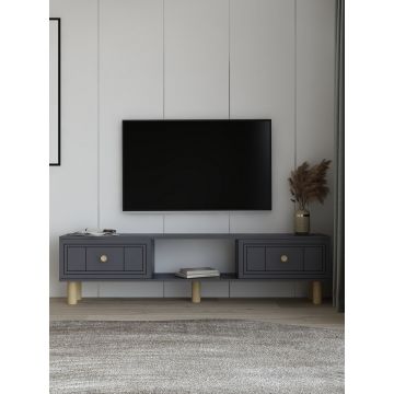 Comoda TV, Hanah Home, Dario Bohem, 150x40.6x29.6 cm, PAL , Antracit