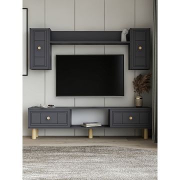 Comoda TV, Hanah Home, Dario Bohem, 150x44.6x29.6 cm, PAL , Antracit