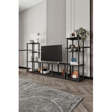 Comoda TV, Hanah Home, Grand, 188x106x34 cm, MDF , Negru