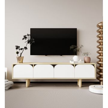 Comoda TV, Hanah Home, Lazio, 180x48x29.8 cm, PAL, Stejar Safir / Alb