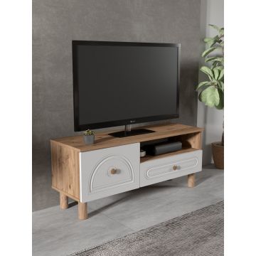 Comoda TV, Hanah Home, Mavora 105, 104x47x35 cm, PAL, Pin Atlantic / Alb