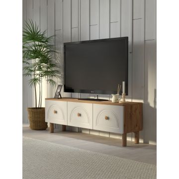 Comoda TV, Hanah Home, Mavora 135, 135x47x35 cm, PAL, Pin Atlantic / Alb