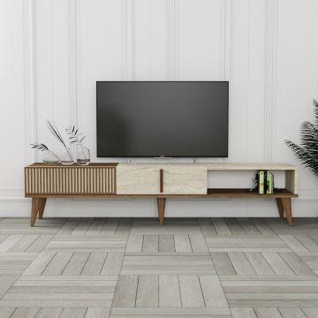 Comoda TV, Hanah Home, Milan, 180x40x35 cm, PAL, Nuc / Travertin