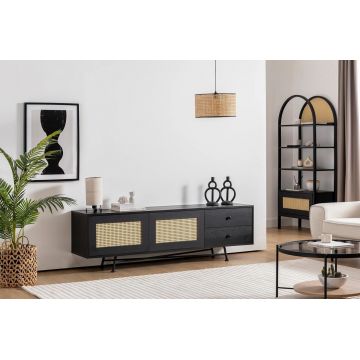 Comoda TV, Hanah Home, Nala 180, 180x55x40 cm, PAL, Negru