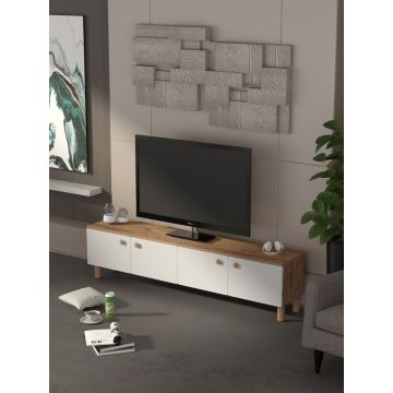 Comoda TV, Hanah Home, Norvella, 180x47x35 cm, PAL, Pin Atlantic / Alb