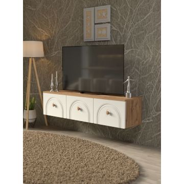 Comoda TV, Hanah Home, Norvia 135, 135x32x35 cm, PAL, Pin Atlantic / Alb