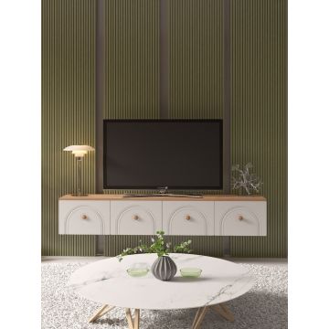 Comoda TV, Hanah Home, Norvia 180, 180x32x35 cm, PAL, Pin Atlantic / Alb