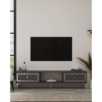 Comoda TV, Hanah Home, Orion, 150x44.6x29.6 cm, PAL , Antracit / Argintiu