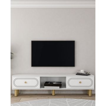 Comoda TV, Hanah Home, Polen Bohem, 150x40.6x29.6 cm, PAL , Alb
