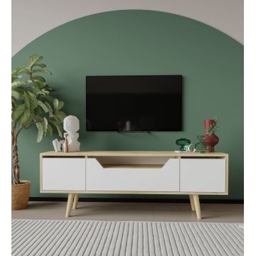 Comoda TV, Hanah Home, Roma 150, 150x53x29.8 cm, PAL, Stejar Safir / Alb