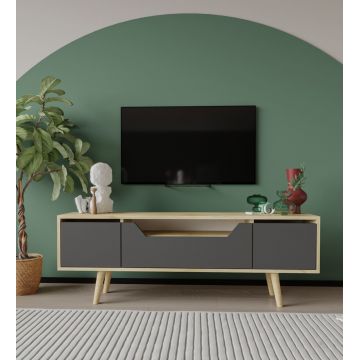 Comoda TV, Hanah Home, Roma 150, 150x53x29.8 cm, PAL, Stejar safir / Antracit