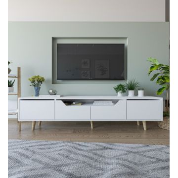 Comoda TV, Hanah Home, Roma 180, 180x48x29.8 cm, PAL, Alb